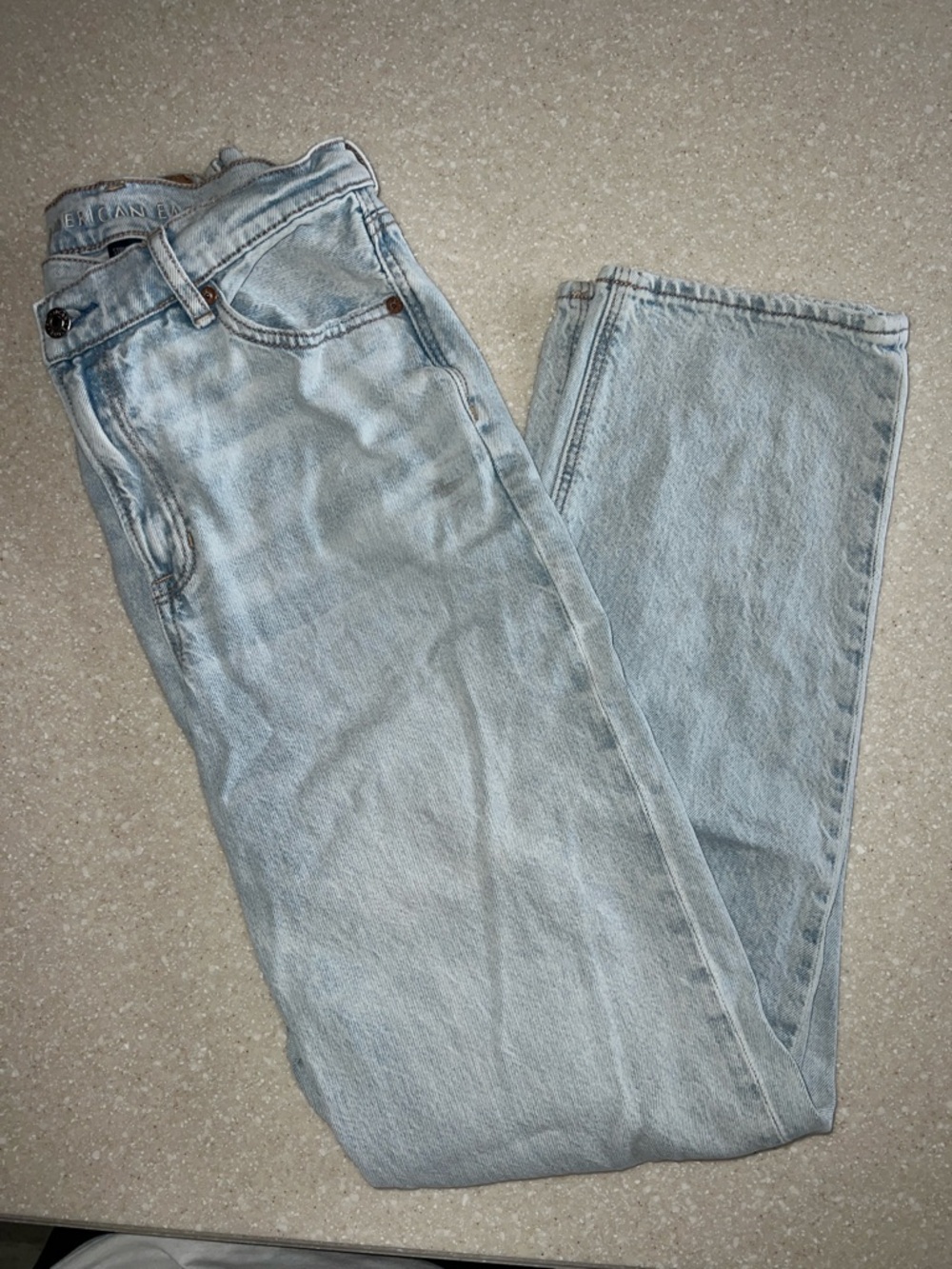 American Eagle Light Wash Jeans Highest Rise Baggy Straight